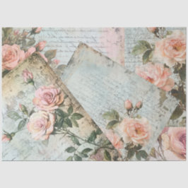 Papel De Seda Rosa Desvaída Antiguo Decoupage Rosa Vintage