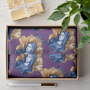 Papel De Seda Rosa Dorada Azul Madre María Rico Ciruela Profundo