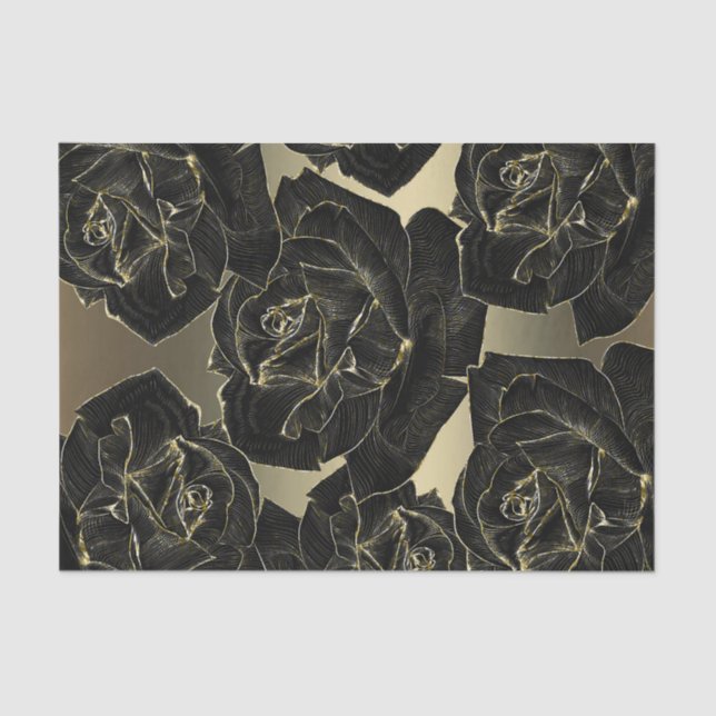 Papel De Seda Rosa dorada y negra Glam Elegante Clásica Fiesta C (Anverso)