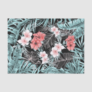 Papel De Seda Rosa Dorado Elegante Tropical Botánico Isla Luau