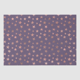Papel De Seda Rosa Dorado Glamuroso con Estrellas Lavanda