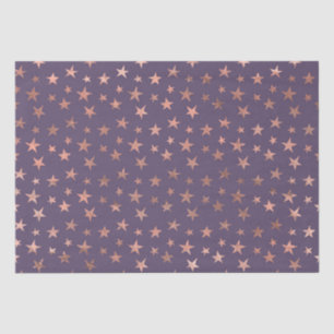 Papel De Seda Rosa Dorado Glamuroso con Estrellas Lavanda