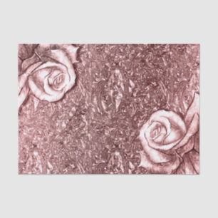 Papel De Seda Rosa Dorado Líquido Cromo Metálico Floral Glam Fie