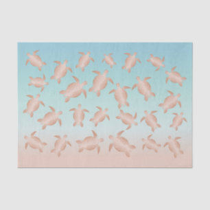 Papel De Seda Rosa Dorado Tortugas Marinas Estilo Playa
