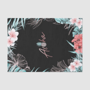 Papel De Seda Rosa Dorado Tropical Piña Botánico Luau de Aloha