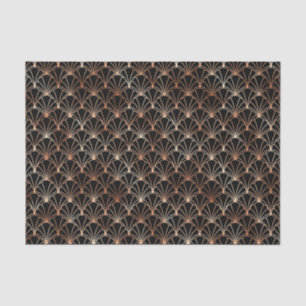 Papel De Seda Rosa Dorado y Patrón Art Déco Negro