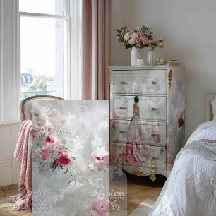 Papel De Seda Rosa Ensueño II Rosas Rosa Rubor Gris Damasco