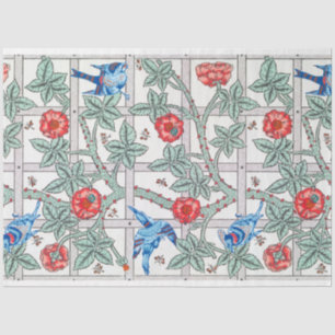 Papel De Seda Rosa escalante y pájaro pequeño, William Morris