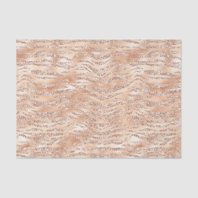 Papel De Seda Rosa Faux Purpurina Zebra Stripes (Anverso)