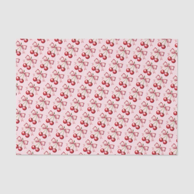 Papel De Seda Rosa Femenino Rojo Coquette Cereza (Anverso)