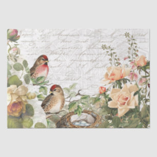 Papel De Seda Rosa Flora Bird Nest Decoración de escritura franc