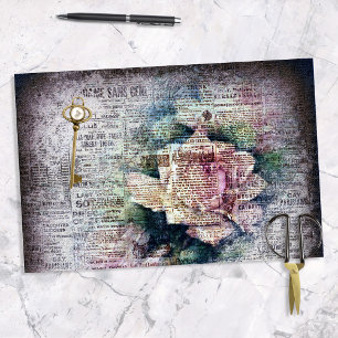 Papel De Seda Rosa floral amarillo desenlace efímero victoriano