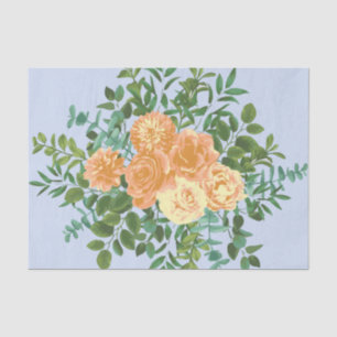 Papel De Seda Rosa Floral Boda azul claro de color azul pálido