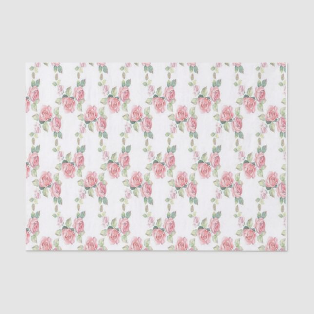 Papel De Seda Rosa Floral Shabby Chic (Anverso)