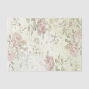 Papel De Seda Rosa Floral Shabby Chic Rosa