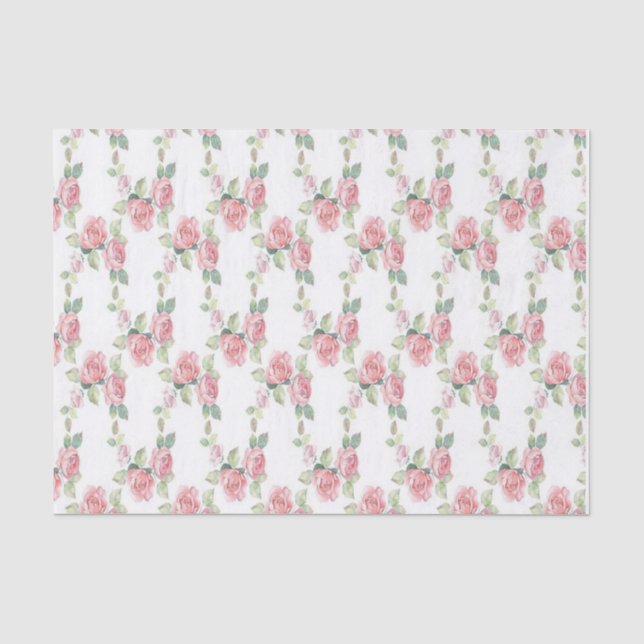 Papel De Seda Rosa Floral Shabby Chic Rosa (Anverso)