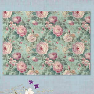 Papel De Seda Rosa floral vintage acuarela decoupage