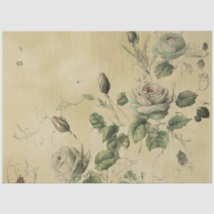 Papel De Seda Rosa floral vintage vegetación decoupage