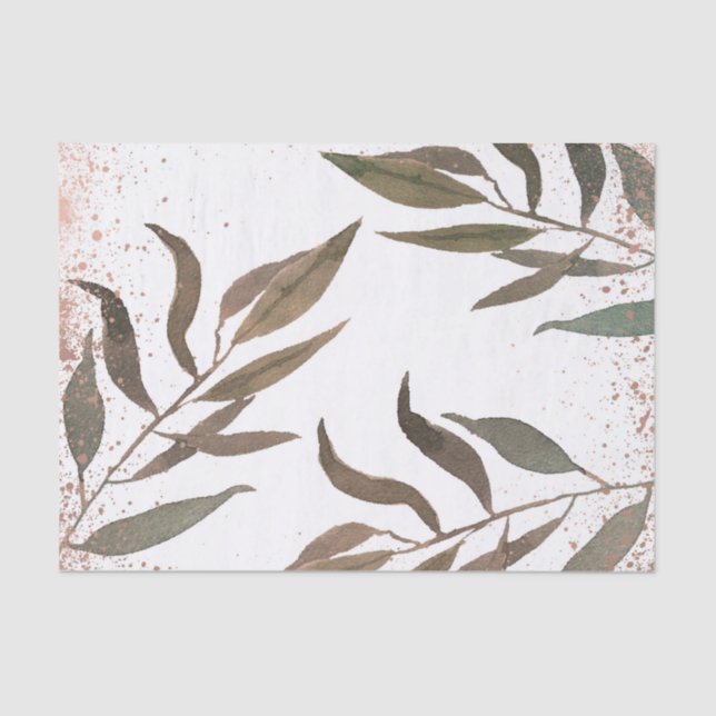 Papel De Seda Rosa Glam Botánico Copper Boda moderno (Anverso)