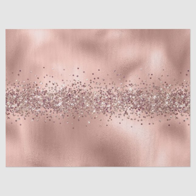 Papel De Seda Rosa Glam Gold Glitzy Sparkle Purpurina     (Anverso)