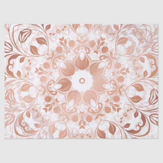 Papel De Seda Rosa Gold Floral Mandala (Anverso)