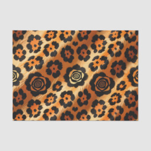 Papel De Seda Rosa Leopardo Dorado Estampado Animal