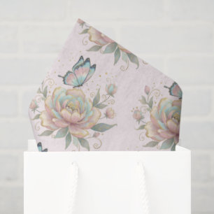Papel De Seda Rosa mágica y patrón de mariposa Colores pastel 