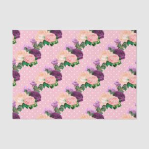 Papel De Seda Rosa Melocotón y Floral Púrpura Lavanda