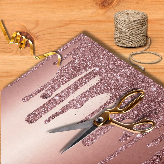 Papel De Seda Rosa moderno Boda Purpurina de goteo de oro (Subido por el creador)