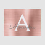 Papel De Seda Rosa | Monograma Metalizado moderno de oro Rosa<br><div class="desc">Rubor Rosa Gold Faux, papel de regalo elegante y moderno. Este papel Metalizado de envolver de acero inoxidable con pincel metálico falso se puede personalizar para incluir su nombre inicial y el de pila para un paquete de regalo para un Chica Baby Shower, una ducha de novia, una fiesta de...</div>