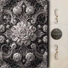 Rosa Negra Blanca Damasco Decoupage