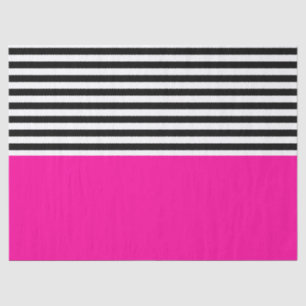 Papel De Seda Rosa Neon con franjas en blanco y negro