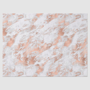 Papel De Seda Rosa Oro Mármol Blanco Glitzy