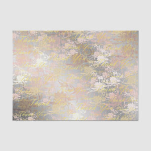 Papel De Seda rosa, oro, plata, gracias + tú, flores, floral,