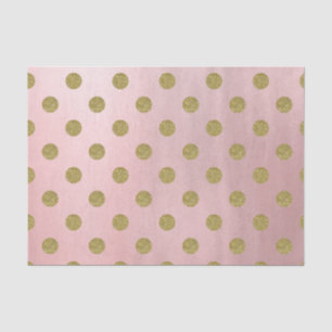 Papel De Seda Rosa Oro Rosa Brillo Glam Lunares Moderno Chic
