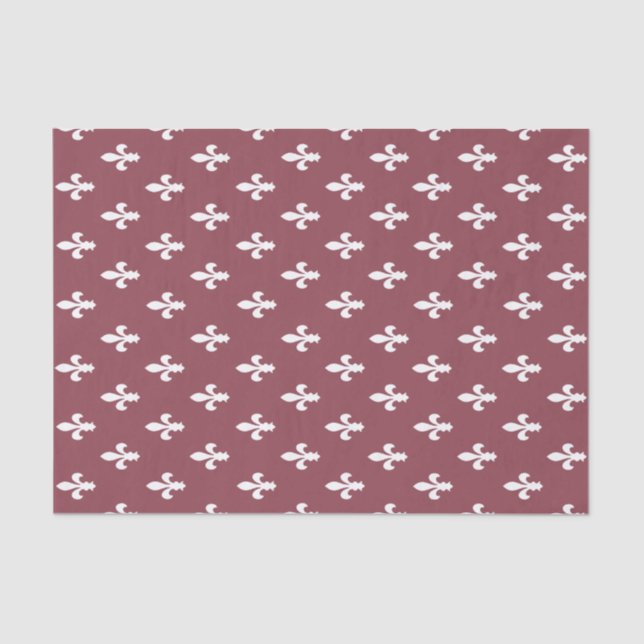 Papel De Seda Rosa oscuro victoriano Fleur de Lys (Anverso)