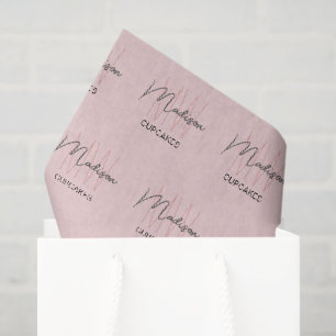Papel de seda rosa para panadería con logotipo mon