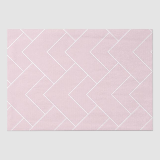 Papel De Seda Rosa Pastel con Patrón Geométrico Blanco (Anverso)