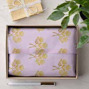 Papel De Seda Rosa Pastel Rosa Faux Gold Flores Bonito Floral