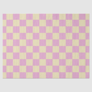 Papel De Seda Rosa Pastel y Cuadros Amarillos Claros