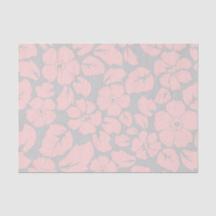Papel De Seda Rosa Pastel y Floral Gris