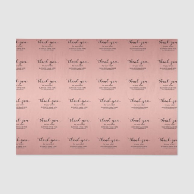 Papel De Seda Rosa Personalizado Gold Gracias Negocios (Anverso)