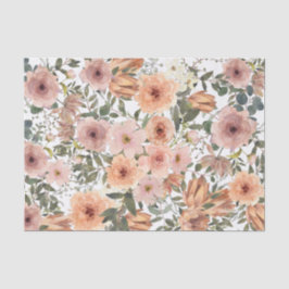 Papel De Seda Rosa polvoriento y Naranja quemado Floral