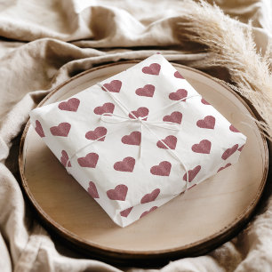 Papel De Seda Rosa purpurina Corazón de Oro Fondo Blanco