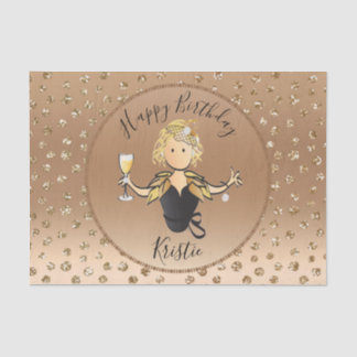 Papel De Seda Rosa purpurina de Oro Cumpleaños o Fiesta de Jubil