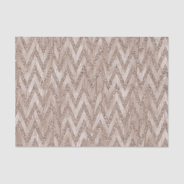 Papel De Seda Rosa Purpurina Faux Paint Chevron Stripes (Anverso)