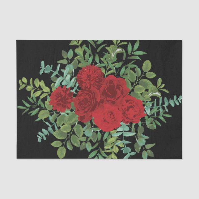 Papel De Seda Rosa Roja Boda negro gótico oscuro (Anverso)
