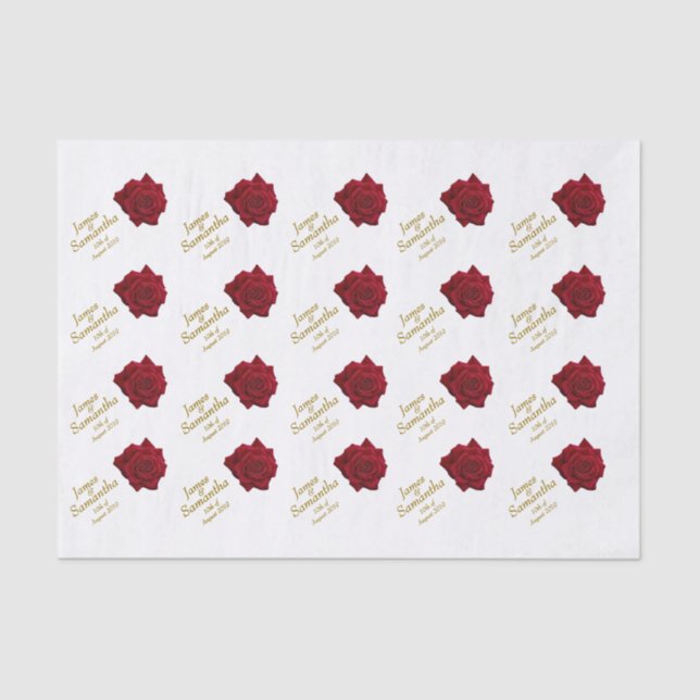 Papel De Seda Rosa Roja Elegante - Boda (Anverso)