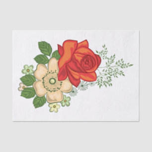 Papel De Seda Rosa Roja y Margaritas