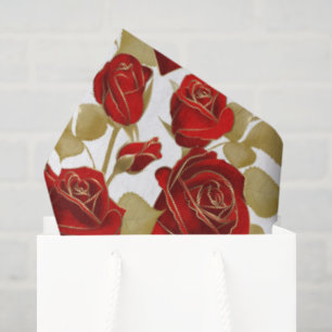 Papel De Seda Rosa Roja Y Oro